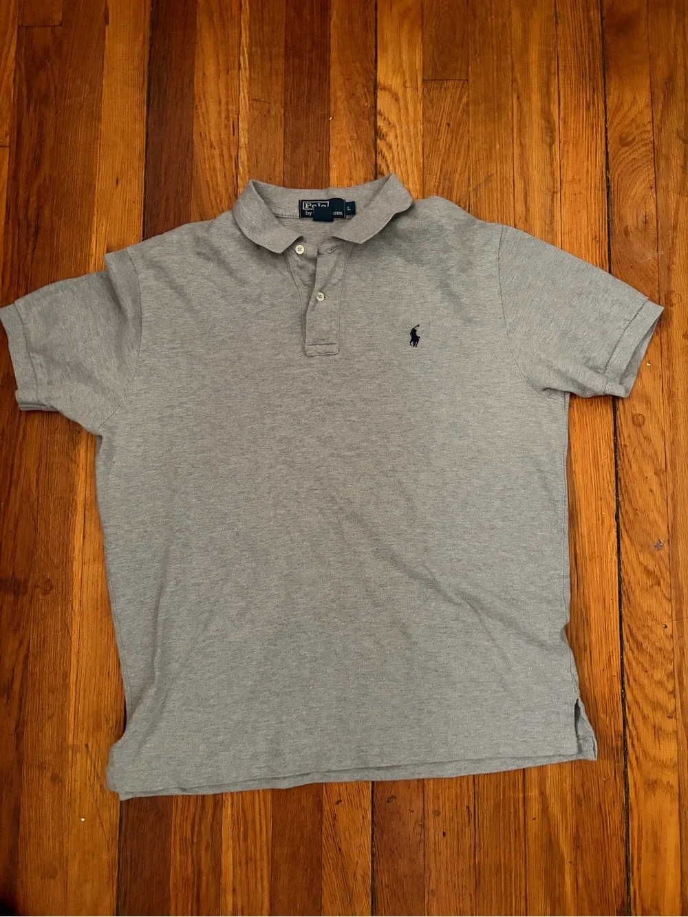 Ralph Lauren Light Gray Polo with Navy Pony Embroidery